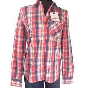 UNTUCKit Laconda Plaid Button Shirt‎ Size 6  Rose/Blue/White Casual Prairie NWT